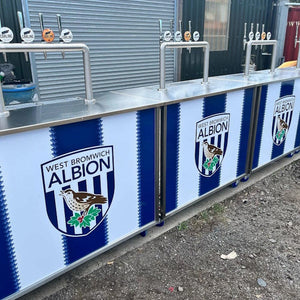 Branded mobile bar caddies for West Bromwich Albion FC - Morepour Drinks Dispense