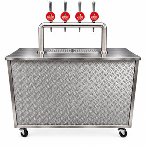 Mobile Bar on Wheels | Custom built - Morepour Drinks Dispense 4 tap chequer plated