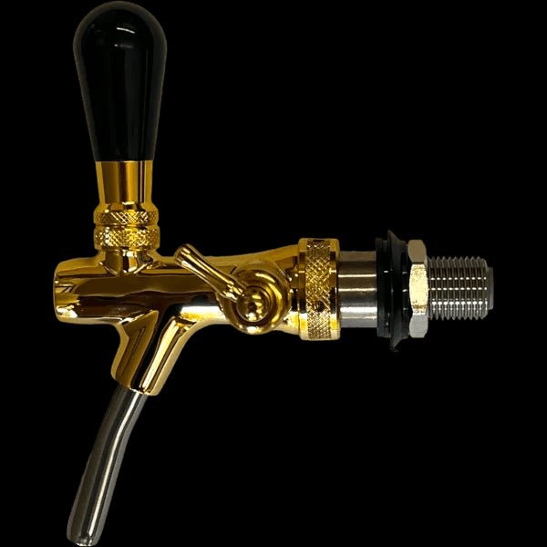 Gold Colour Chrome compensator beer tap 1/2'' thread 5/16'' inlet 35mm Shank - Morepour Drinks Dispense